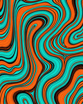 Vibrant Wavy Orange Teal Stripe Pattern Rug