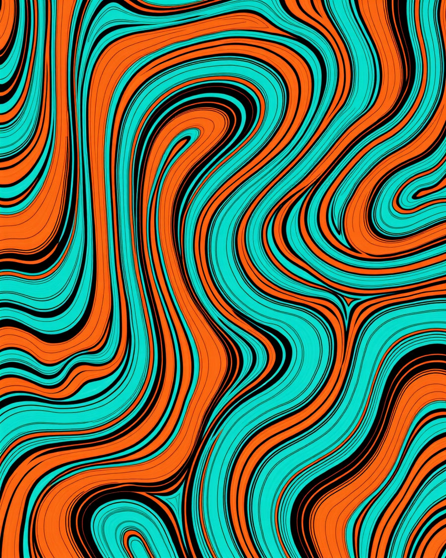 Vibrant Wavy Orange Teal Stripe Pattern Rug