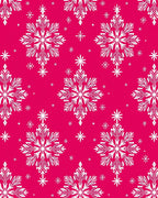 White Snowflake Patterned Pink Rug