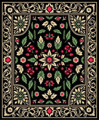 Black Folk Art Floral Medallion Rug