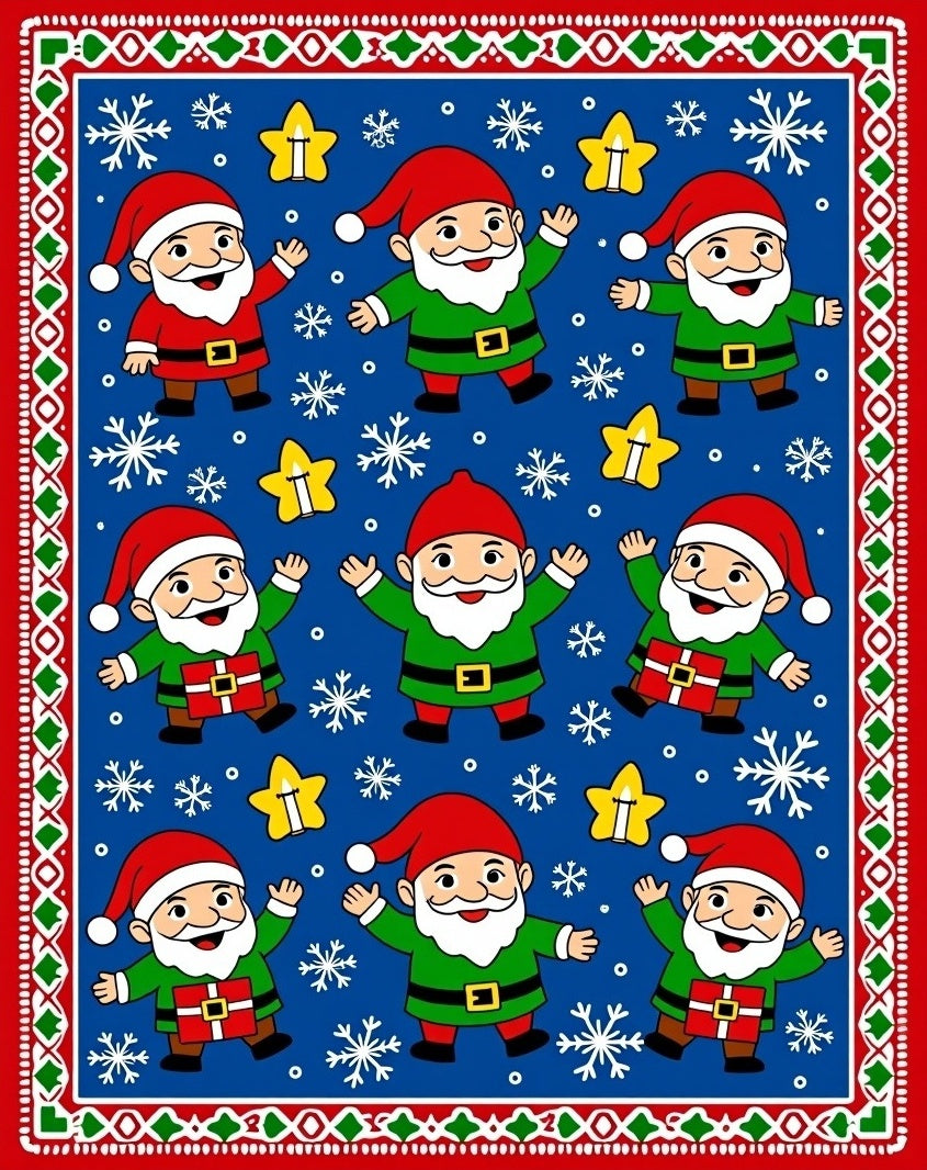 Whimsical Gnome Star Holiday Design Rug