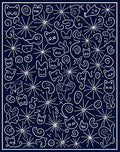 Whimsical Cat Doodle Starburst Pattern Rug