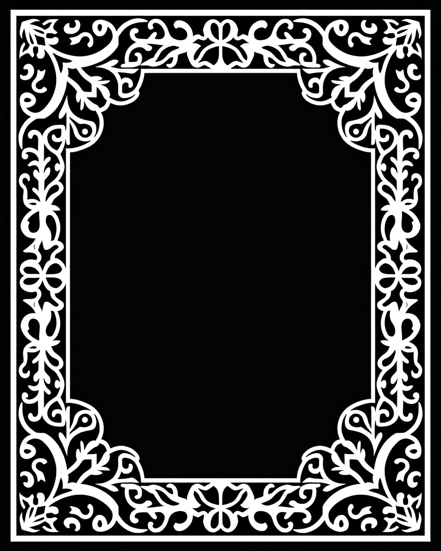 Ornate Floral Border Pattern Rug