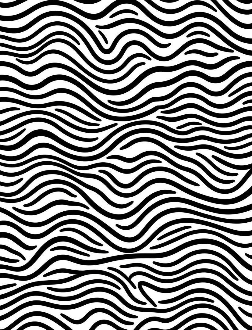 Black White Abstract Wavy Lines Rug