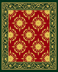 Ornate Red Gold Floral Medallion Design Rug