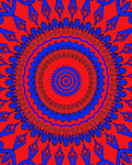 Bold Red Blue Sunburst Mandala Rug