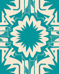Teal Cream Abstract Geometric Art Rug