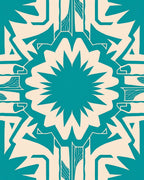 Teal Cream Abstract Geometric Art Rug