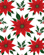 Classic Red Poinsettia Holly Holiday Rug