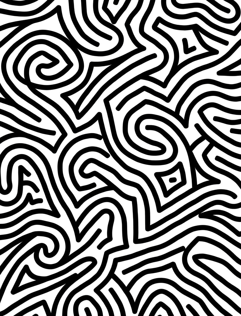 Bold Black Wave Pattern Rug