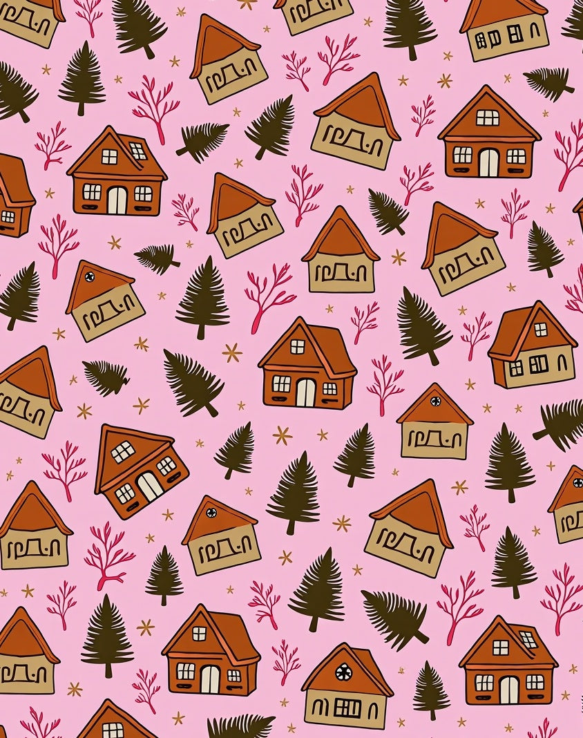 Cozy Cabin Pink Woodland Cottage Repeat Rug