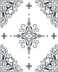 Ornate Scroll and Floral Corner Design Rug