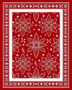 Red Floral Patterned Graphic Design Rug