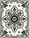 Elegant Black Floral Mandala Design Rug