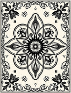 Elegant Black Floral Mandala Design Rug