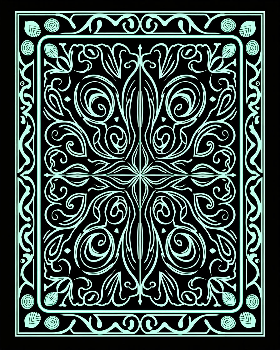 Symmetrical Floral Swirls Design Rug