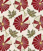 Red Petal Sunburst Leaf Design Rug