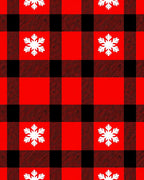 Red Black Buffalo Plaid Snowflake Design Rug