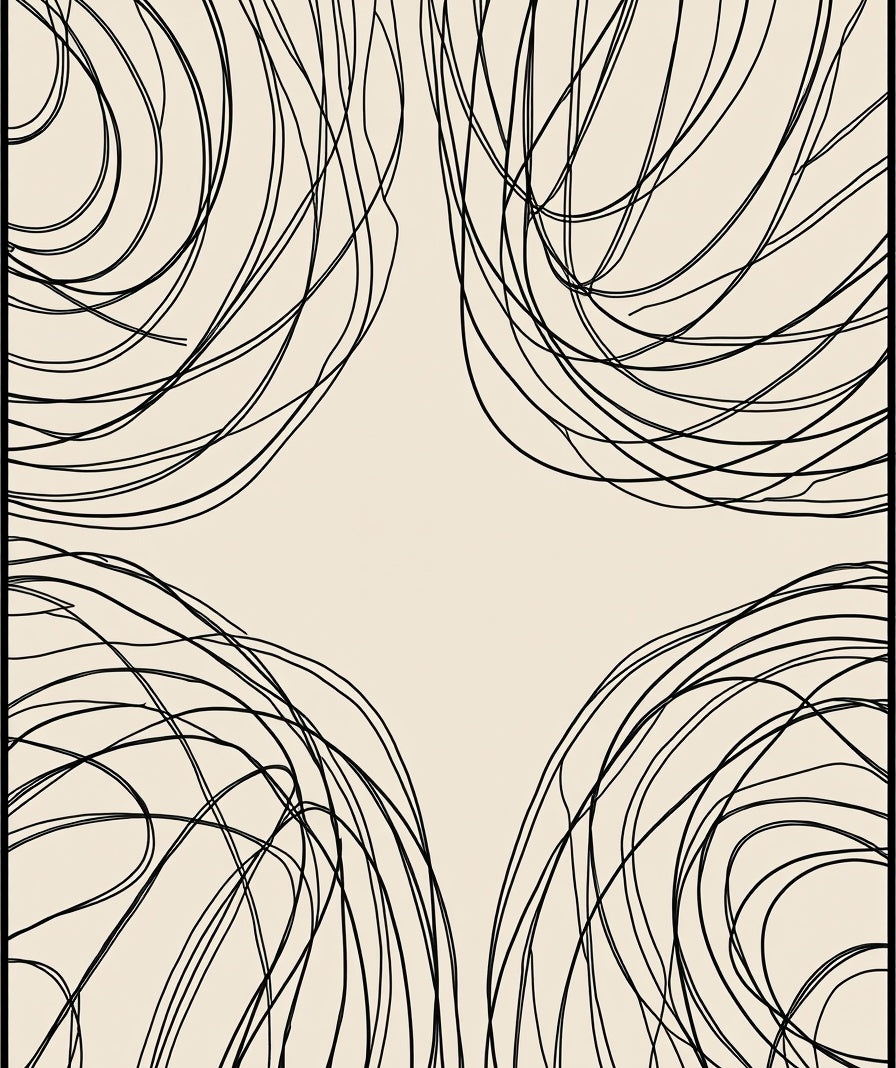 Abstract Swirls Line Art Pattern Rug