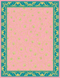Pink Floral Vines Geometric Border Design Rug