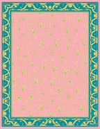 Pink Floral Vines Geometric Border Design Rug
