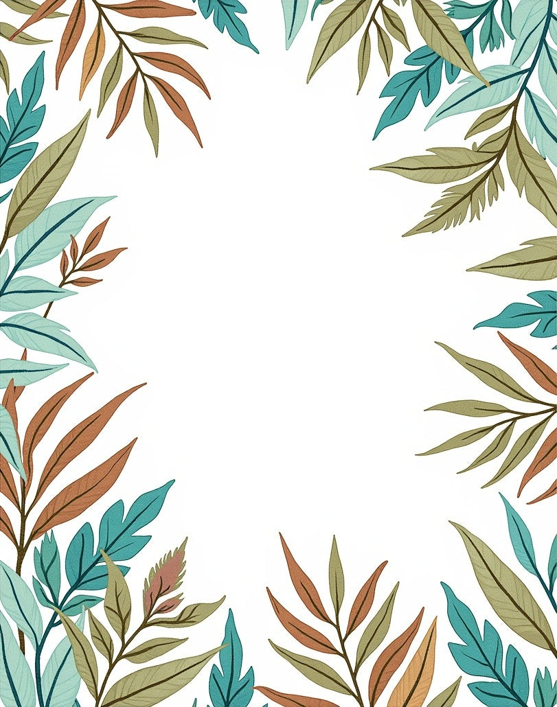 Earth Tones Leafy Botanical Design Rug