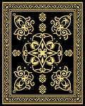 Gilded Black Floral Medallion Border Rug