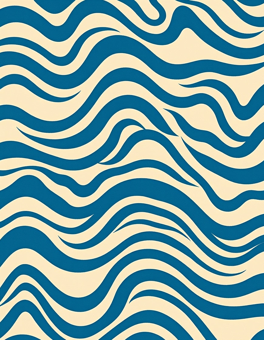 Blue Wave Abstract Pattern Rug
