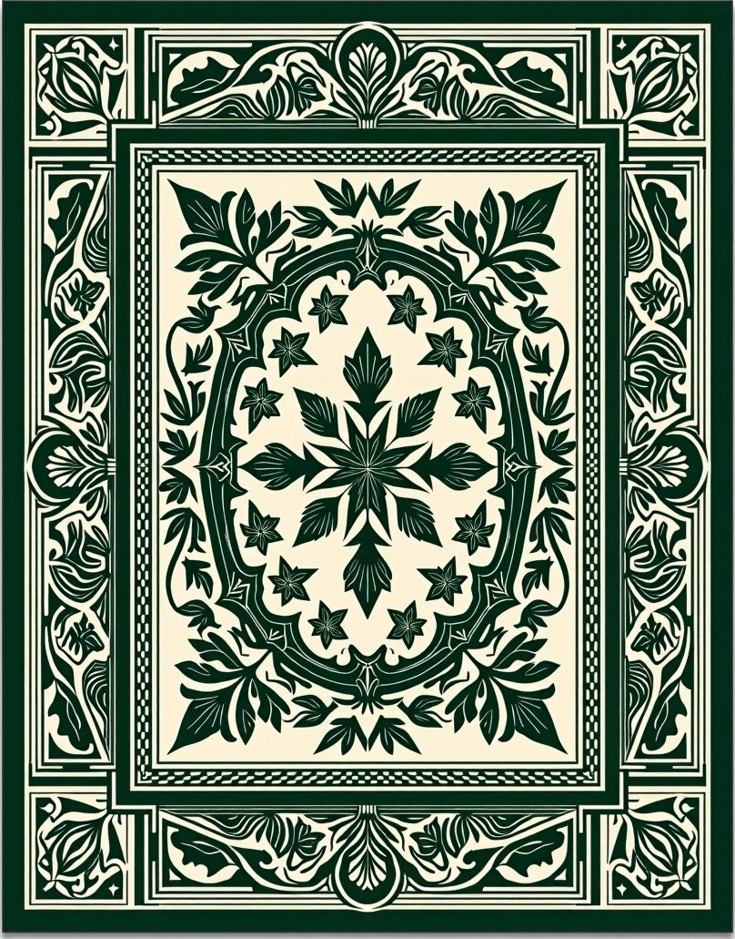 Ornate Floral Scrollwork Design Rug