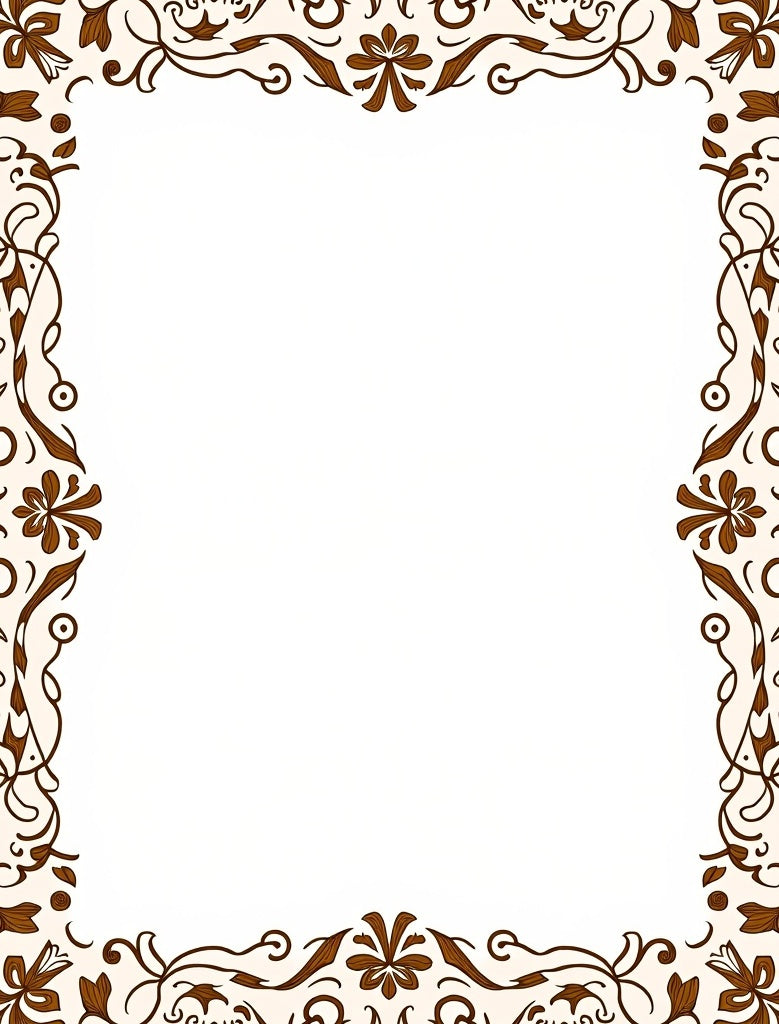 Ornate Floral Scrollwork Border Design Rug