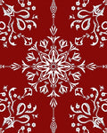 Ornate White Floral Scroll Red Area Rug