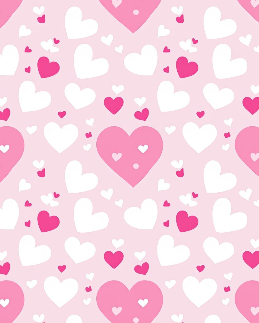 Pink White Hearts Pattern Rug