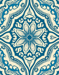 Elegant Teal Floral Mandala Pattern Rug