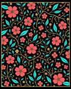 Coral Floral Vine Pattern Rug