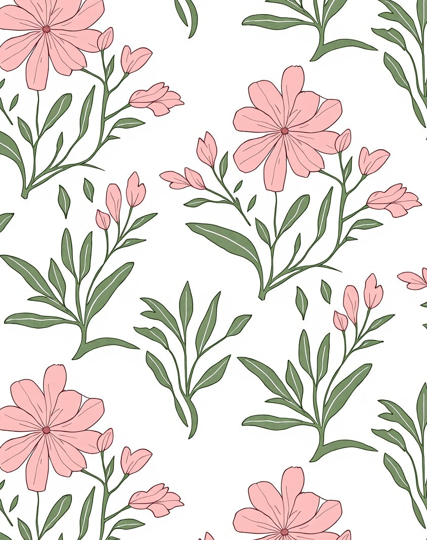 Pink Floral Sprigs Design Rug