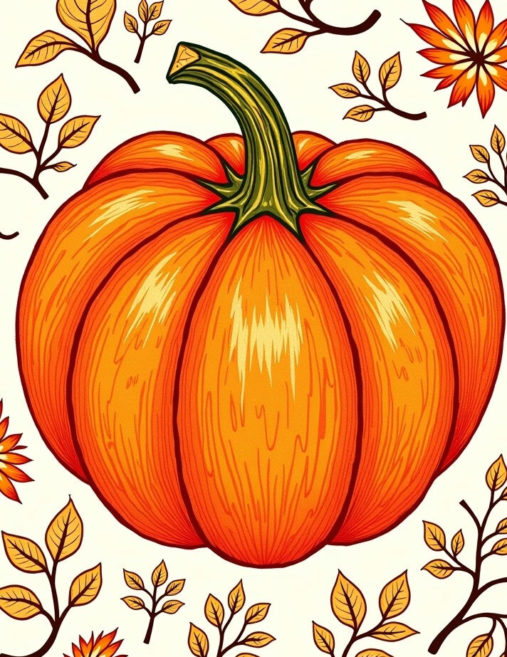Autumn Pumpkin Leaf Patchwork Pattern Rug