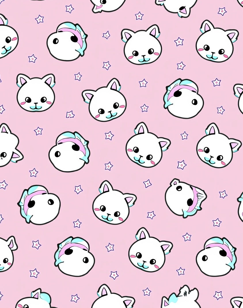 Cute Cat and Unicorn Star Pattern Rug