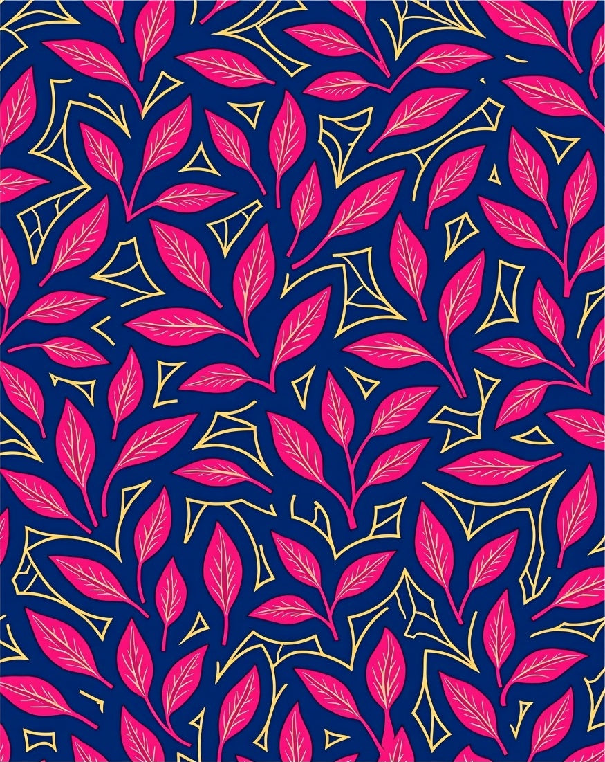 Vibrant Red Leaf Pattern Rug