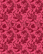 Crimson Floral Vines Decorative Pattern Rug