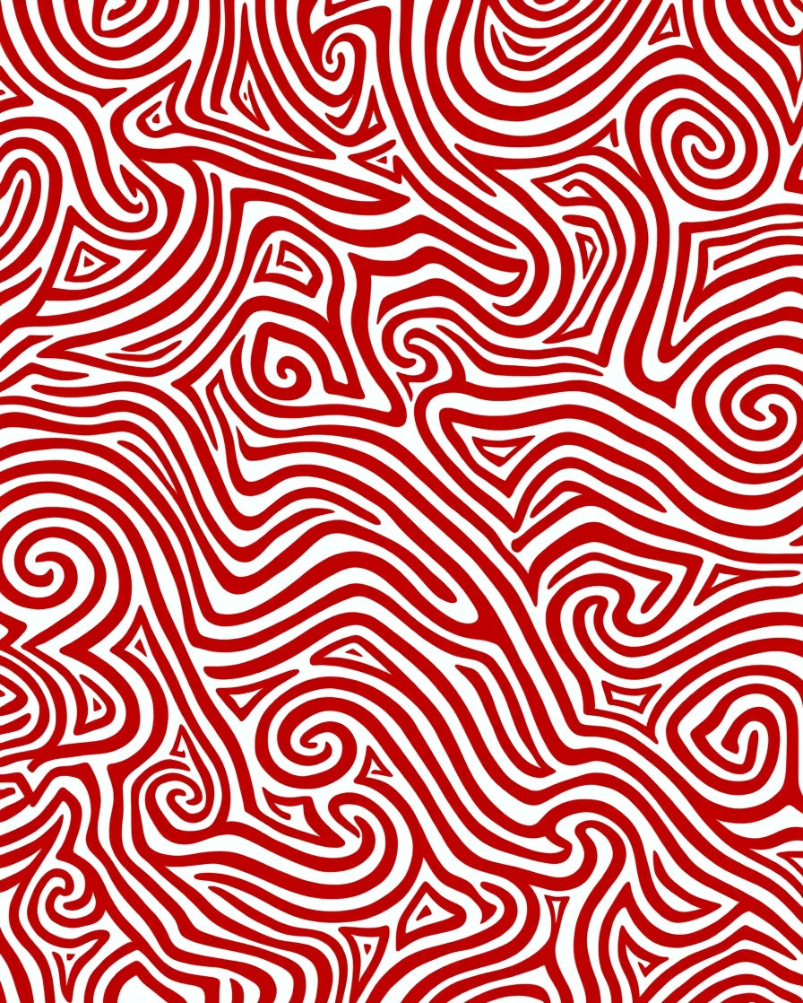 Bold Red White Swirl Pattern Rug