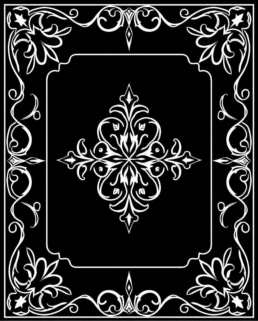 Ornate Floral Square Border Design Rug