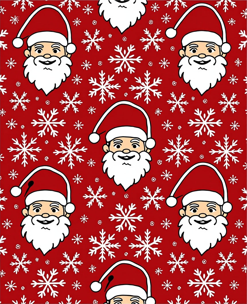 Christmas Red Santa Snowflake Collage Rug