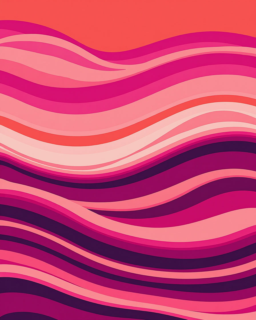 Vibrant Pink Wavy Abstract Design Rug