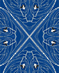 Abstract Blue White Floral Art Nouveau Rug