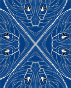 Abstract Blue White Floral Art Nouveau Rug