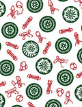 Abstract Red Green Circular Pattern Design Rug