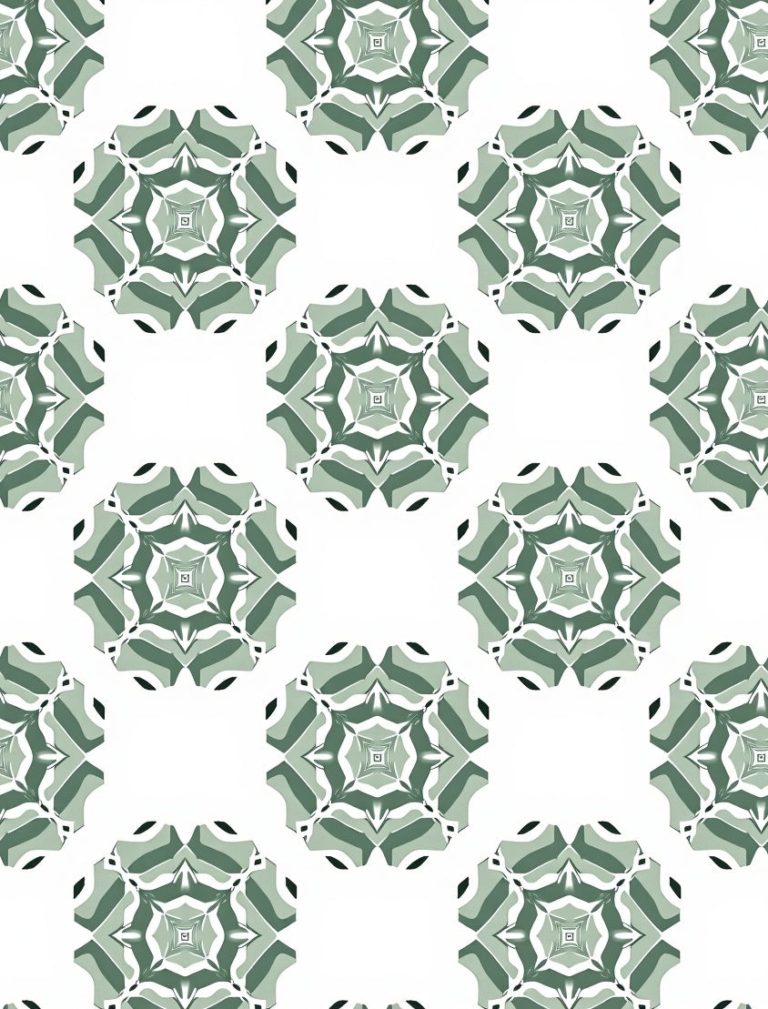 Green Geometric Star Pattern Rug
