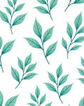 Mint Green Leaf Patterned Design Rug