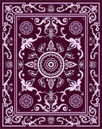 Elegant Floral Medallion Border Design Rug