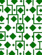 Green Geometric Diamond Pattern Rug